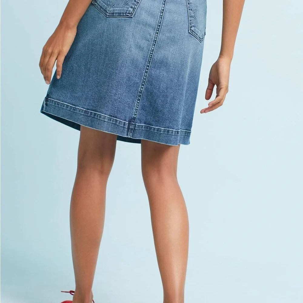 Anthropologie McGuire Button Front Denim Jean Skirt Women’s 26 Distressed Preppy